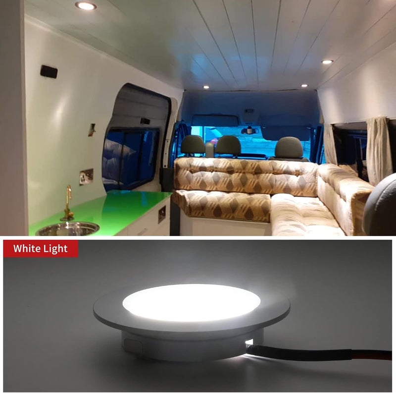 RVZONE RV Boat Recessed Ceiling Light | 6 Pack 12 Volt LED Lights Super Slim LED Panel Light with Hole Puncher DC 12V 3W Full Aluminum Downlights (White Light) - Image 3
